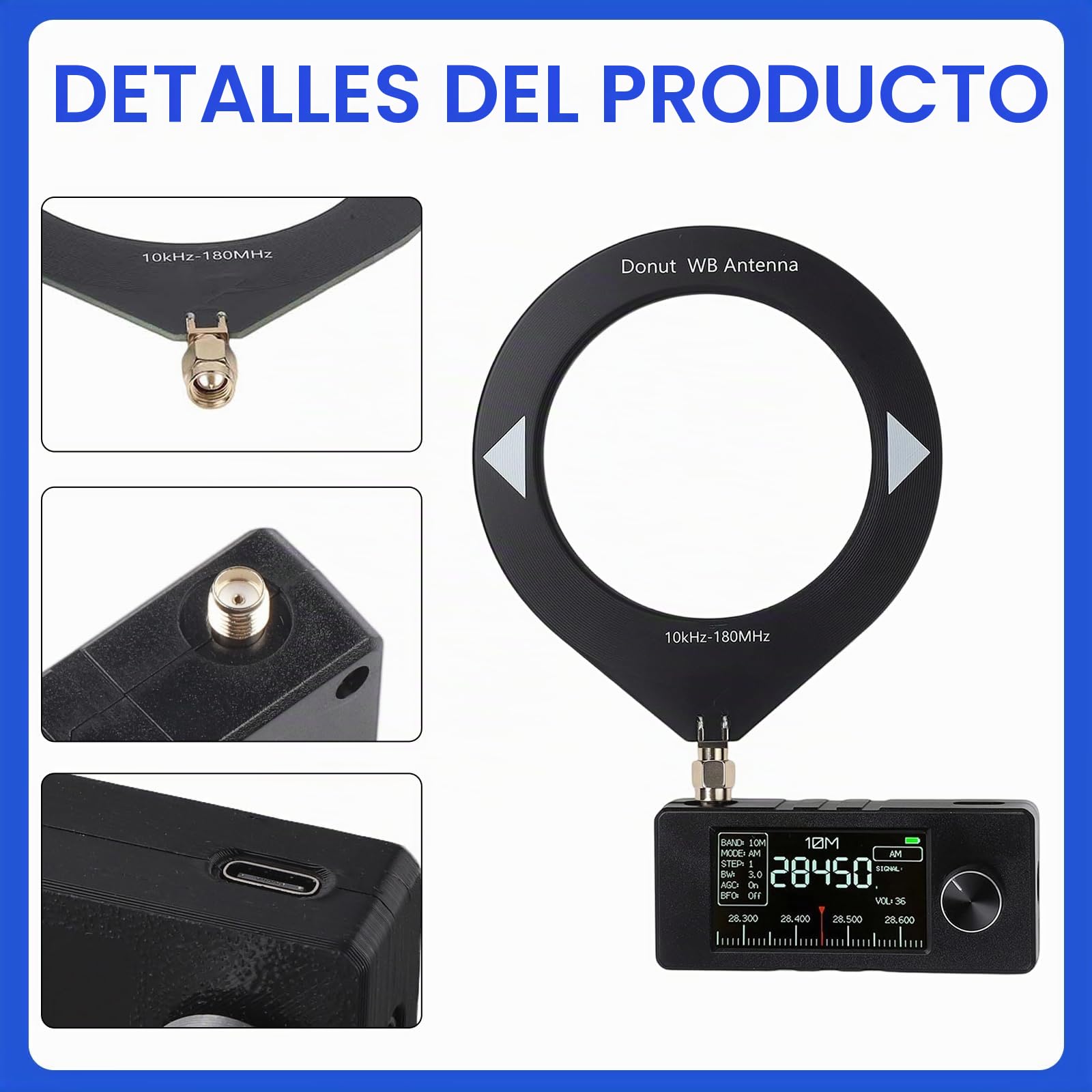 Mini Radio SI4732, Radio Completamente Equipado ESP-32-S3 Control Maestro, Chip SI4732, LSB, USB, AM, FM, Pantalla IPS de 4,8 cm, con Antena (A)