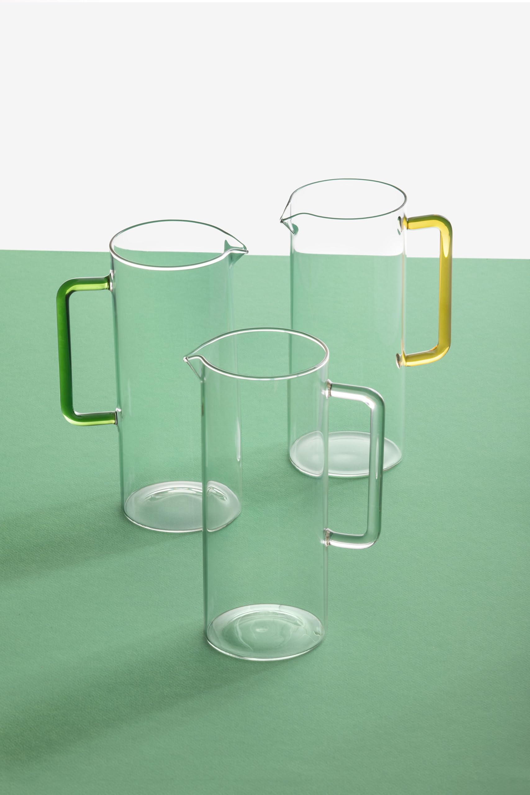 Ichendorf Milano Brocca con Manico Giallo, Collezione Tube, 120 cl, Vetro Borosilicato, Fatto a Mano