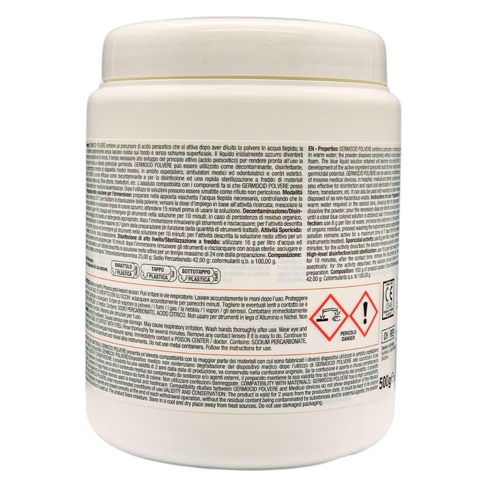 Disinfettante e Sterilizzante in Polvere, può Essere Utilizzato come Decontaminante, Disinfettante e Sporicida, 500g