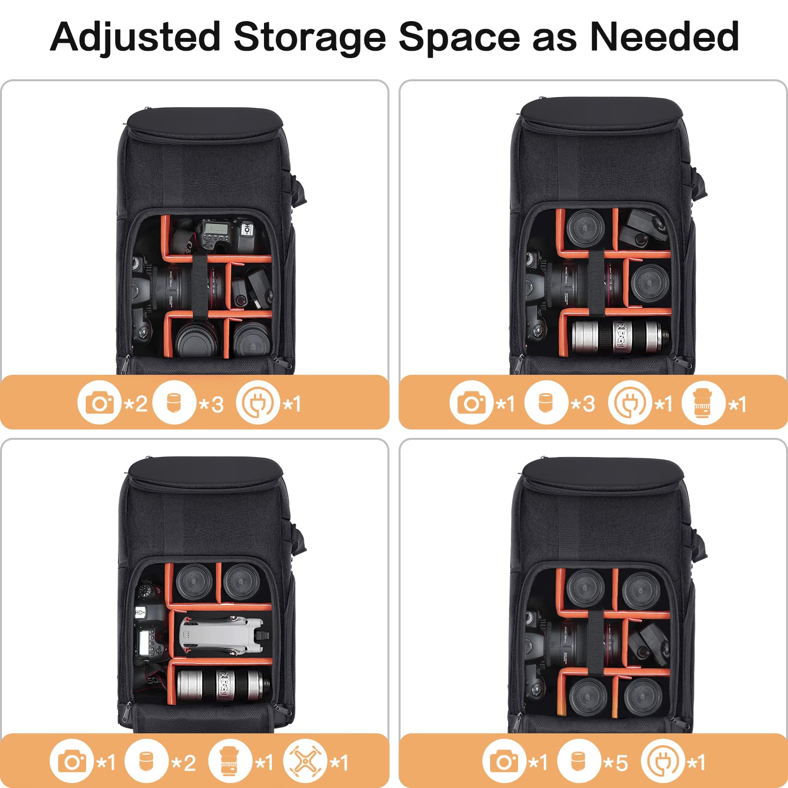 Mochila para cámara de 17.3 pulgadas, DSLR/SLR/Mirrorless Case grande para hombres y mujeres, bolsa para cámara de fotografía con compartimento para laptop, soporte para trípode y cubierta de lluvia compatible con Canon/Nikon/Fuji/Laptop, gris espacial 3