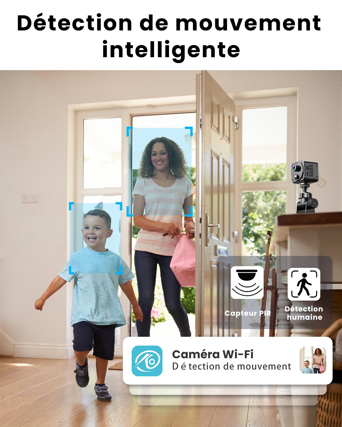 Mini caméra espion cachée 4K 2,4 G/5 G WiFi sans fil avec vision nocturne, détection de mouvement AI, stockage Cloud et SD, longue durée de vie de la batterie