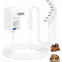 4.5V AC/DC Power Adapter Compatible with Lemax Lighted Accessory, 8-Output White Bend Connectors for Christmas Village, Halloween Spooky Town, Micro Lighting Building Decor, 94563 94564 94565 94566