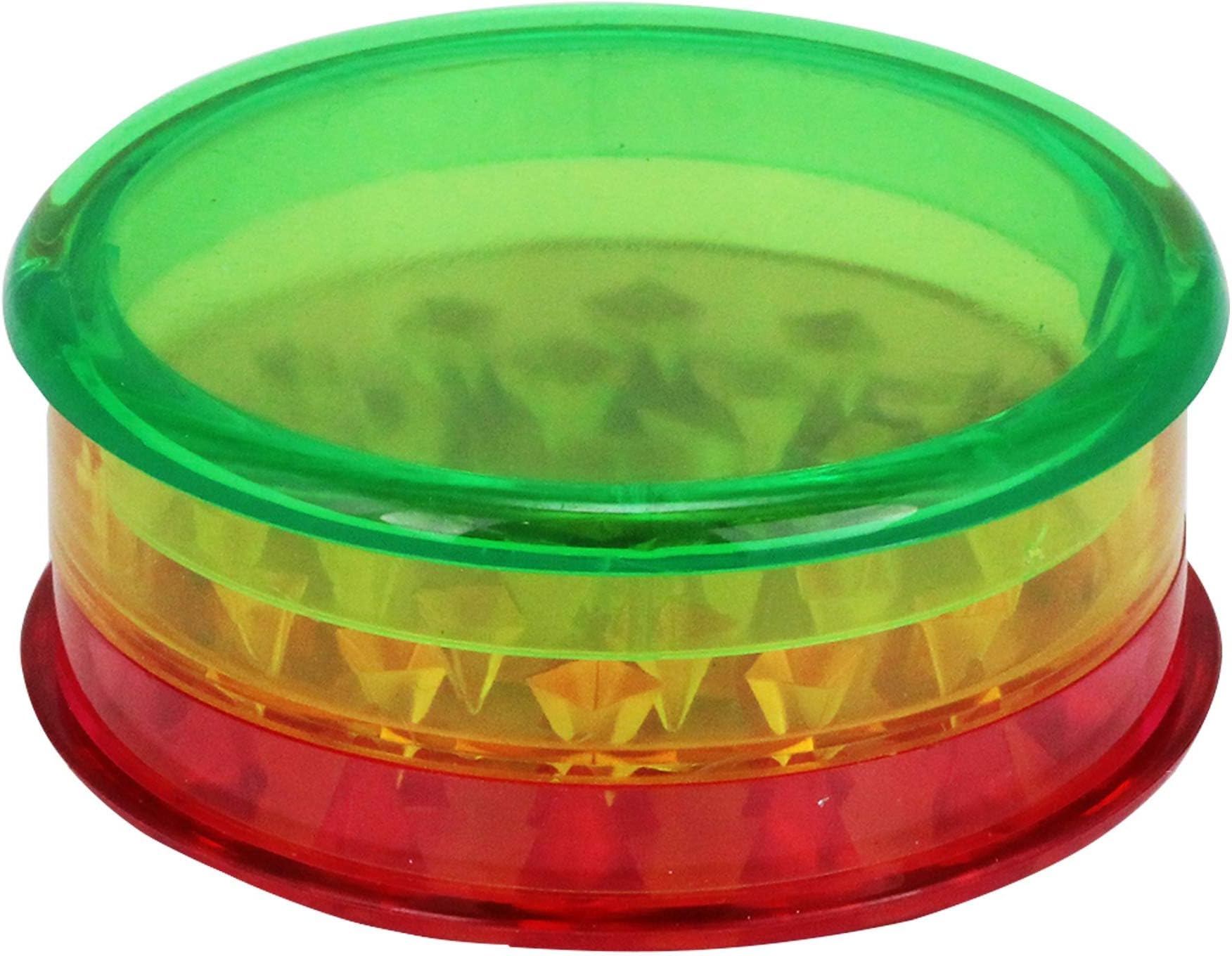 Plastic Grinder 60 mm Three Parts Including Storage Choose Your Favourite Colour (Rasta) for Pine Nuts and Chilli Peppers, 1x