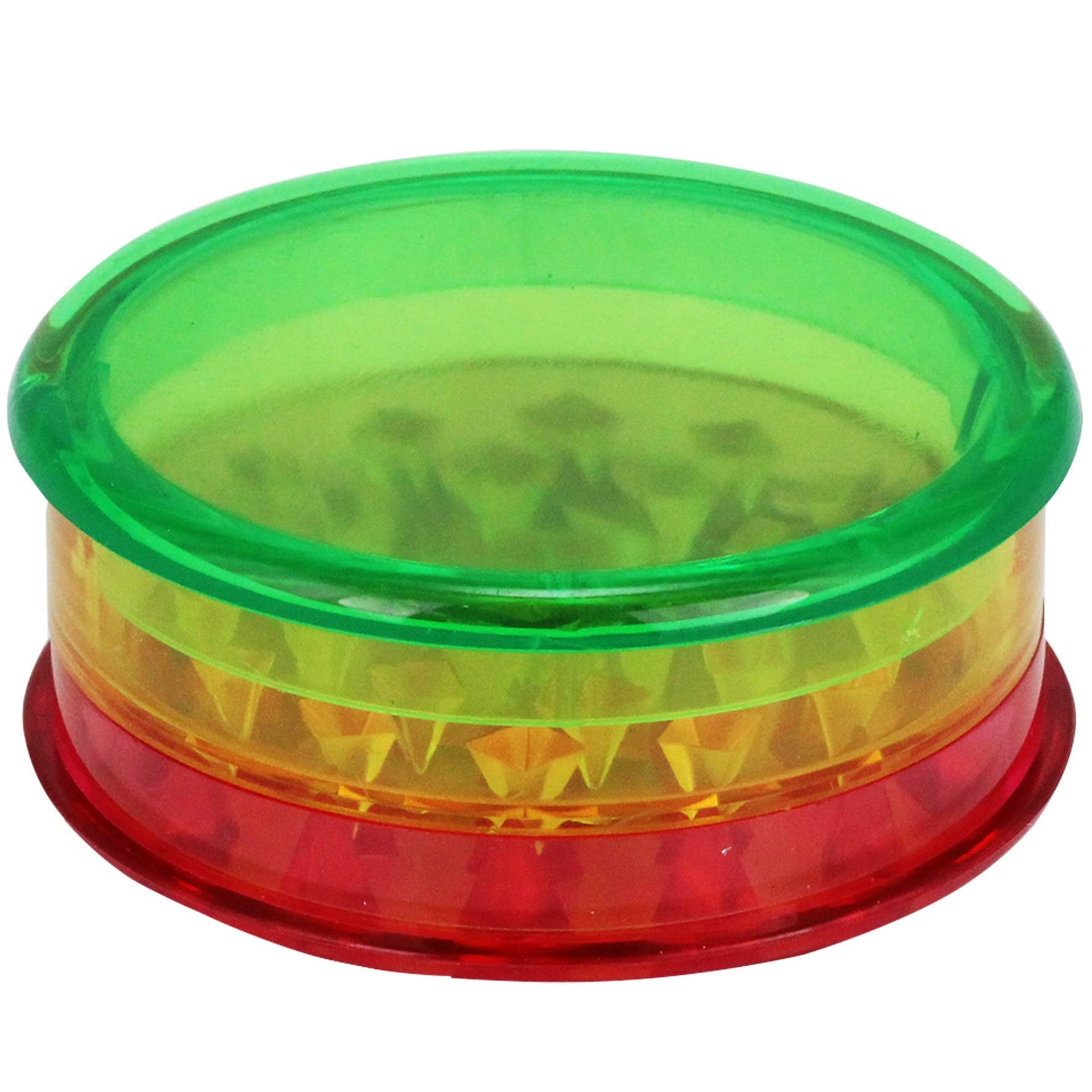 Plastic Grinder 60 mm Three Parts Including Storage Choose Your Favourite Colour (Rasta) for Pine Nuts and Chilli Peppers, 1x