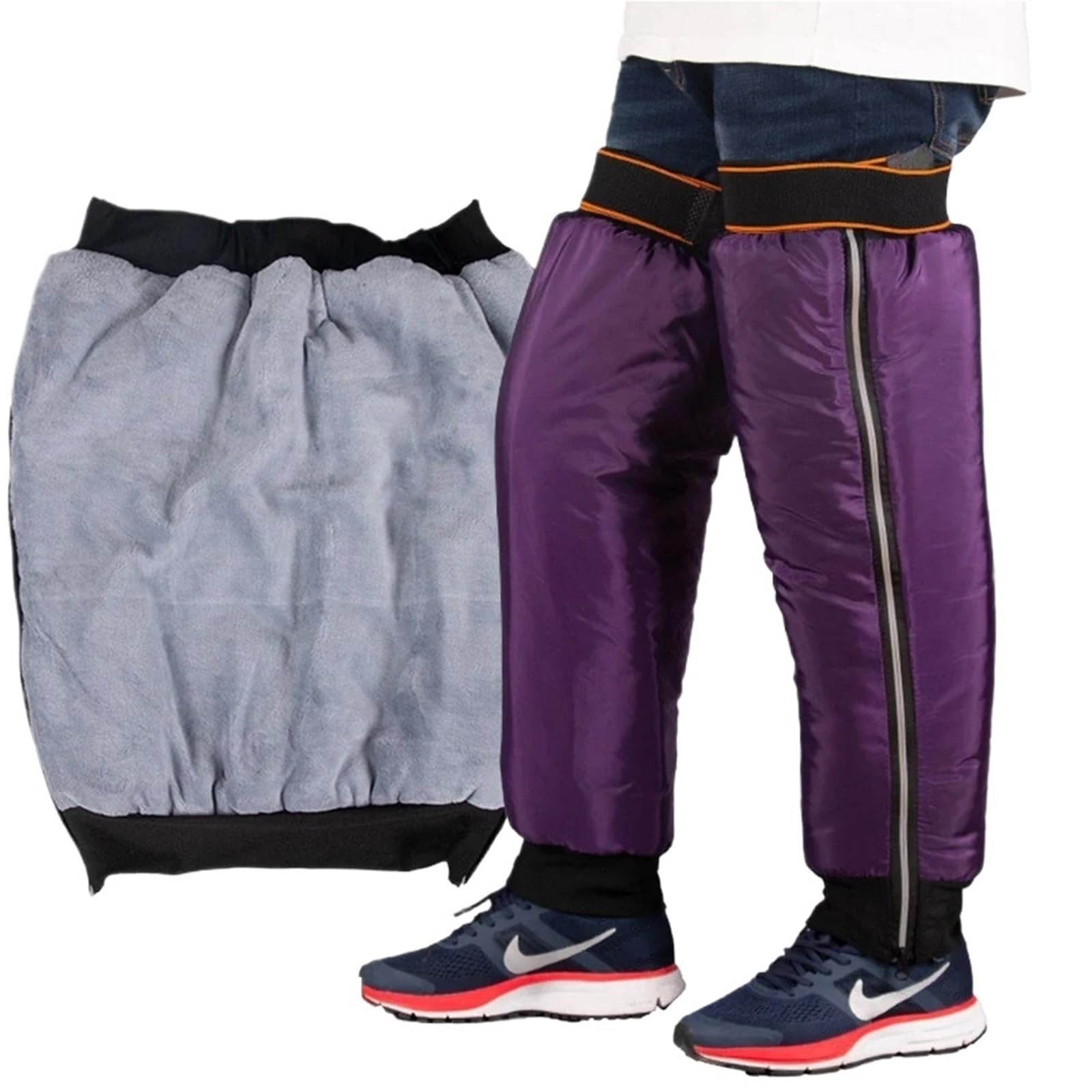 Ginocchiere Moto, Protezioni Ginocchia Moto Protezione Uso adatto per ginocchia calda per motociclista con cerniera e imbottitura in velluto per moto, impermeabile(70CM Dark purple)