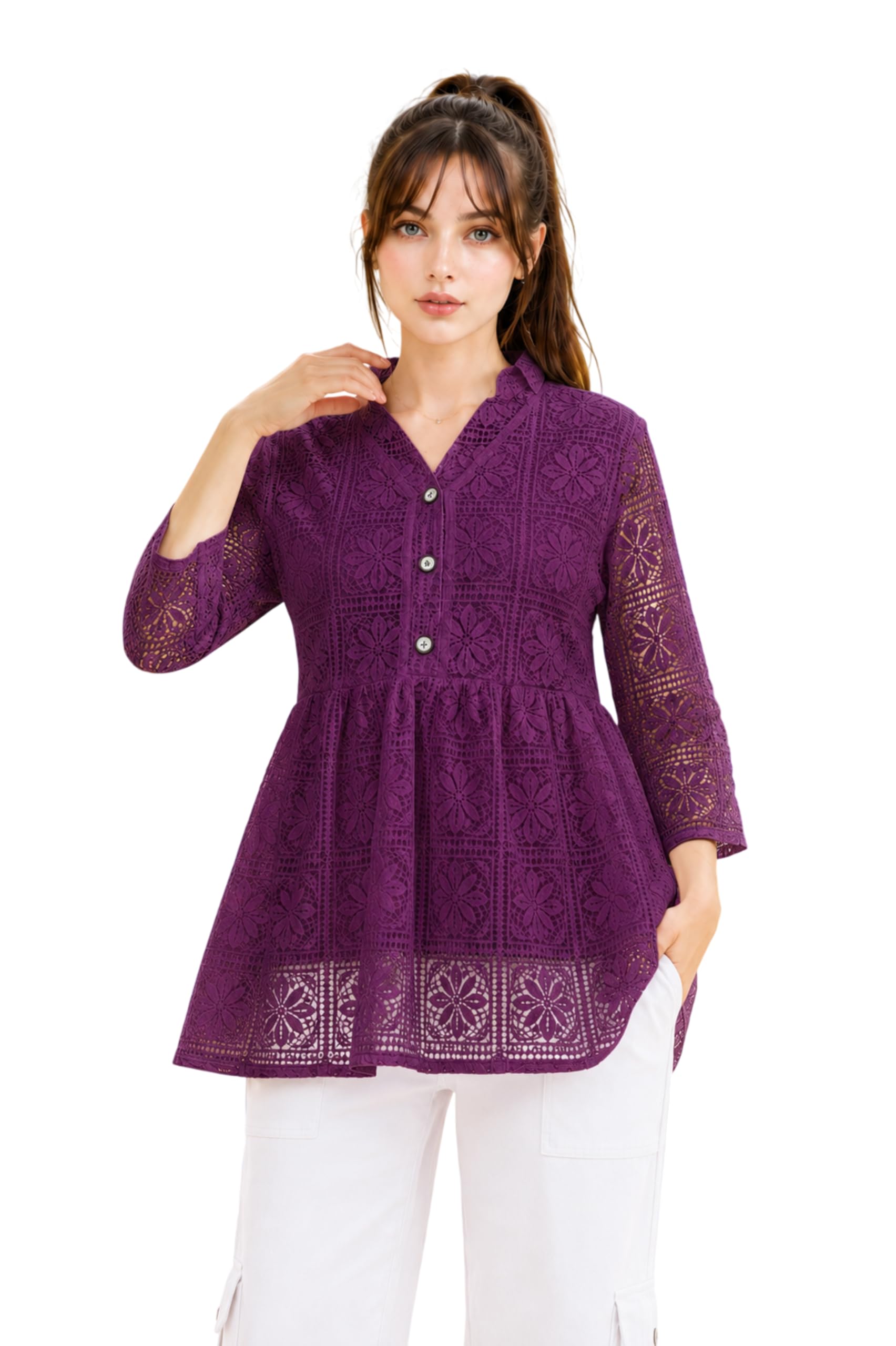 Girls' Stylish Jacquard Net Long Top-picture-14