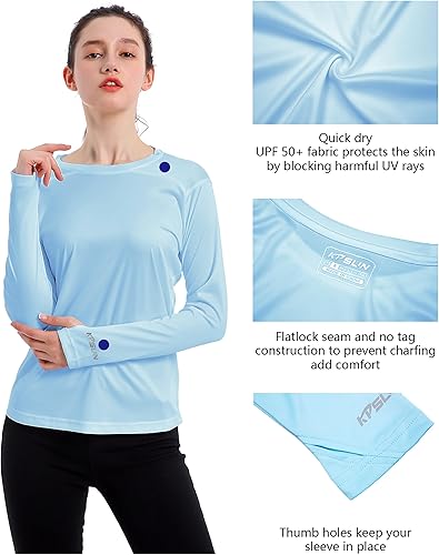 Miniatura 5 de Camiseta de protección solar con FPU 50+ para mujer, camiseta de manga larga para exteriores, para senderismo, natación, pesca