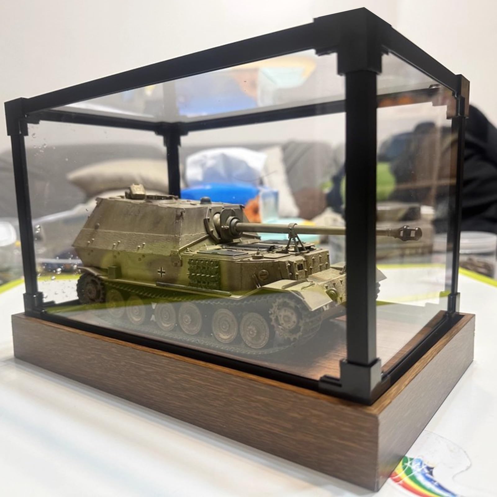 Grande vitrine en acrylique transparent pour objets de collection, boîte de rangement empilable anti-poussière avec cadre en aluminium, à monter soi-même, pour modèles de voitures (40 x 20 x 20 cm