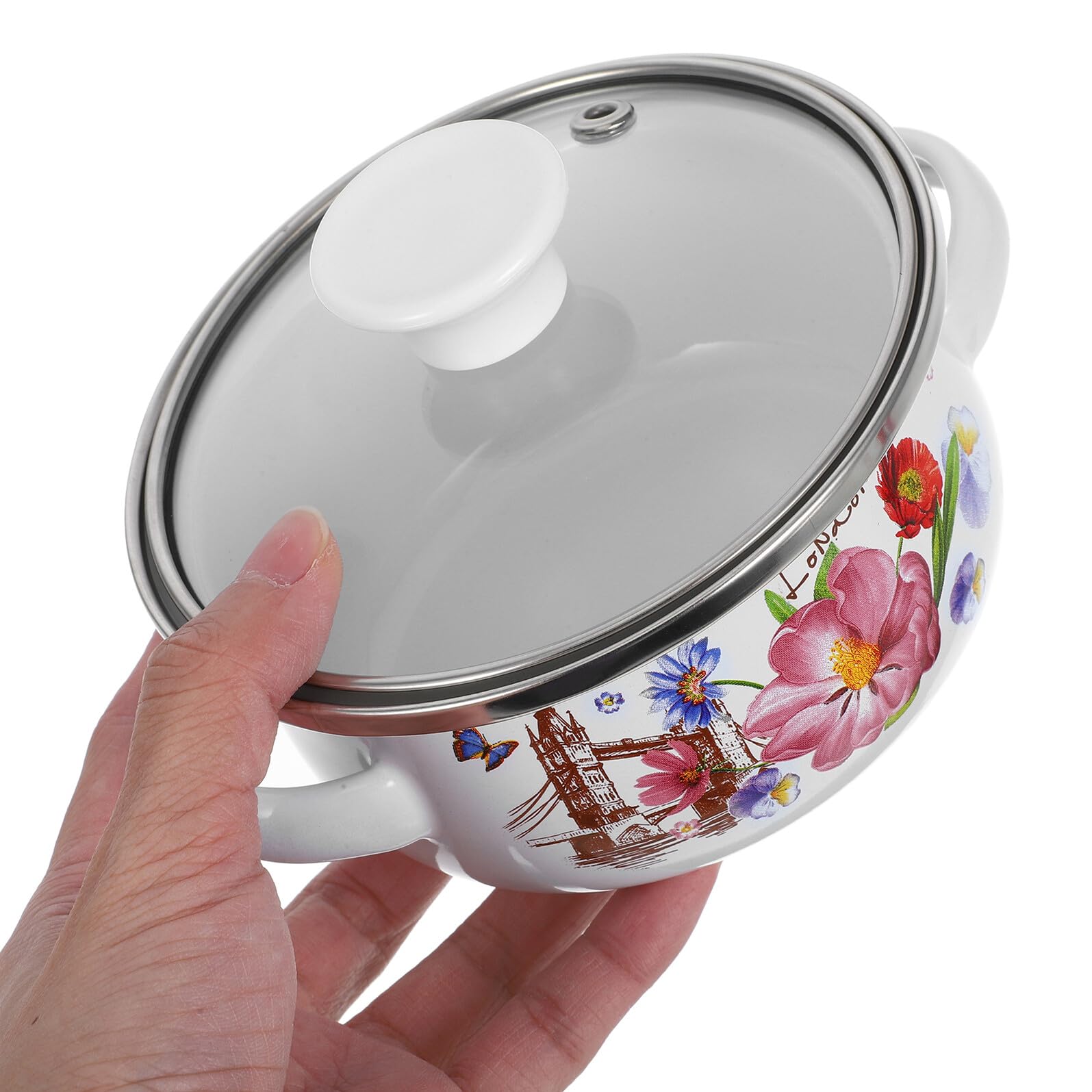 Gadpiparty Lot De 3 Mini Marmites à Soupe Empilables 12-14-16 Cm En Émail Poignées Ergonomiques Anti-brûlures Pour Cuisson Polyvalente Et Repas Bébé