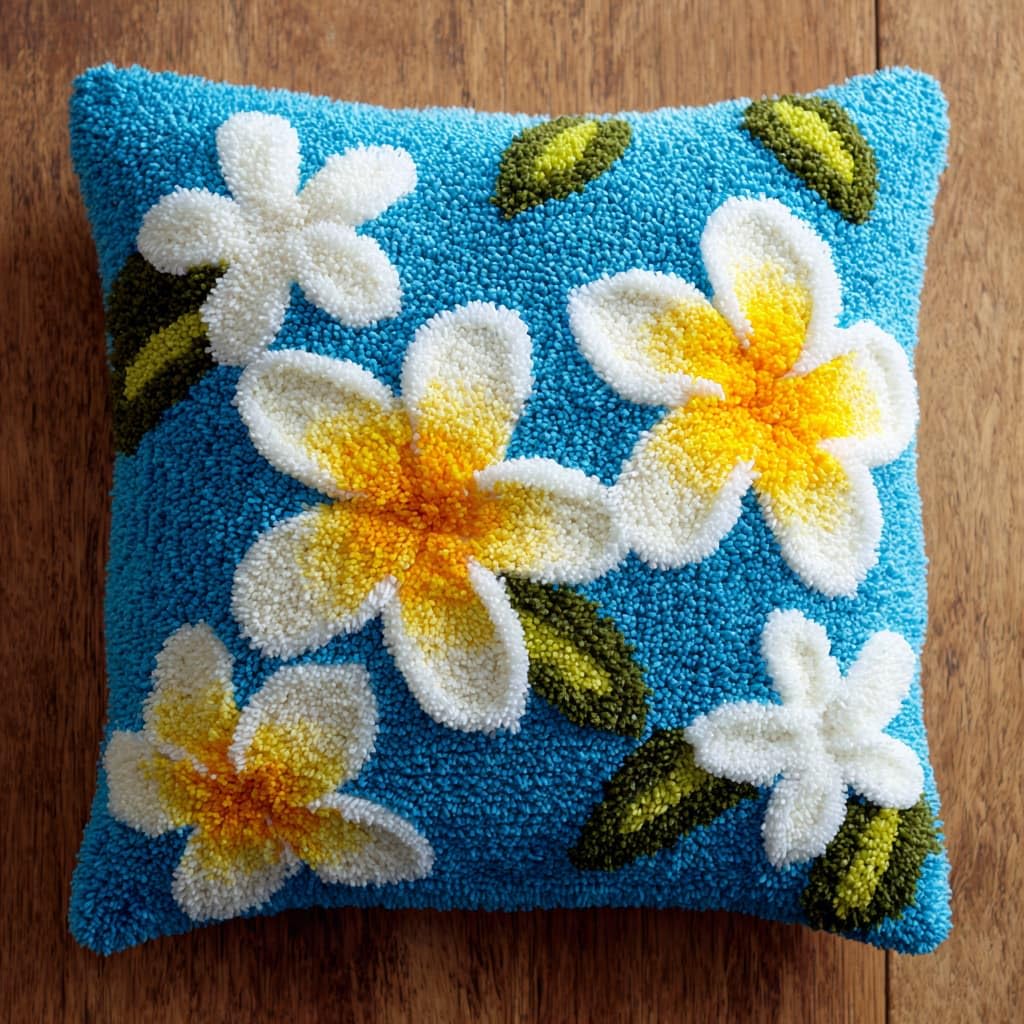 WallustrioaW Latch Hook Cushion Kits,Frangipani