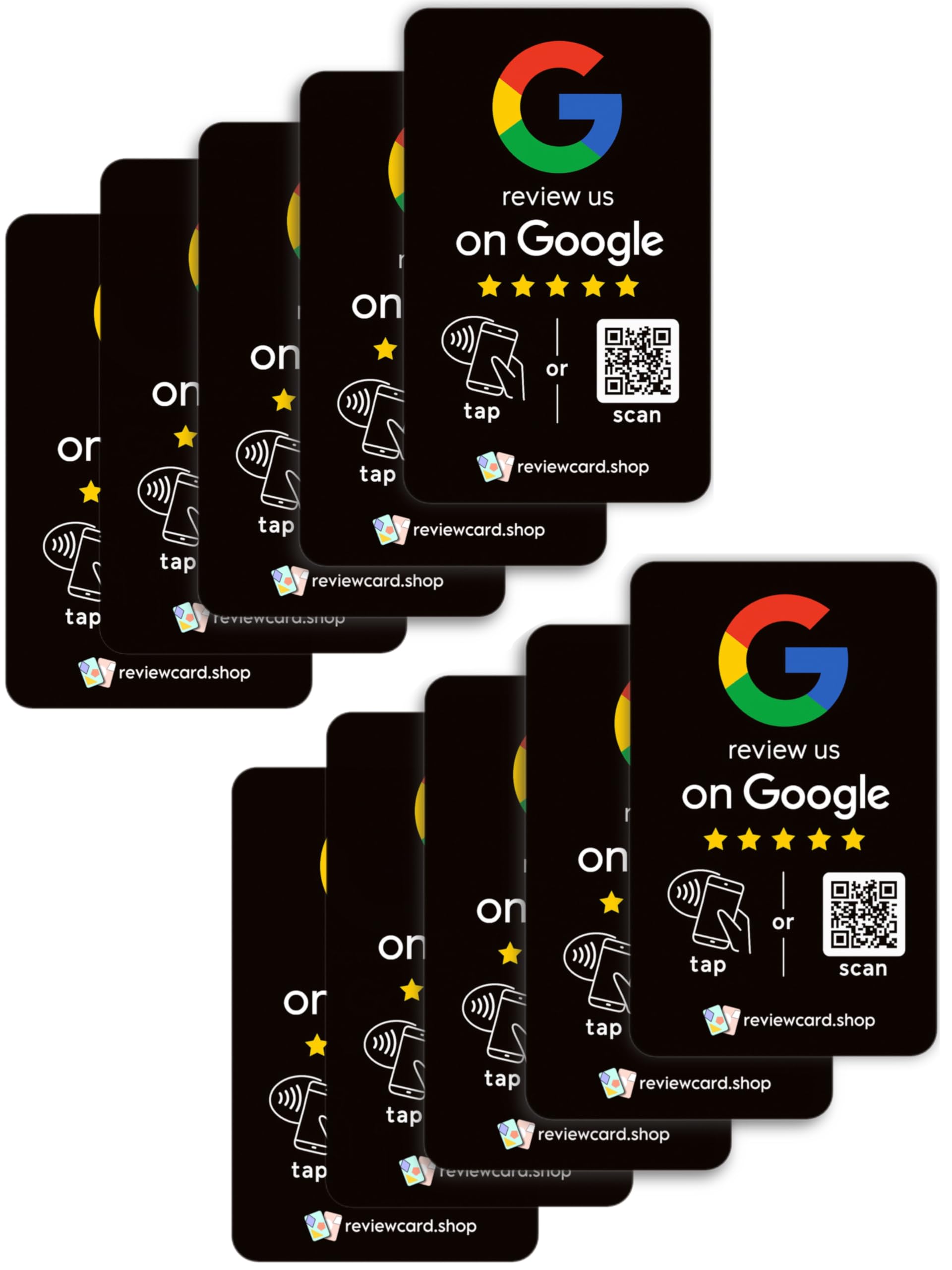 Tap to Review NFC + QR Review Card (10 Piece) | Contactless Review Card | Collect 5* Reviews & Rank at The Top of The Search (Black Card, 10 Piece)