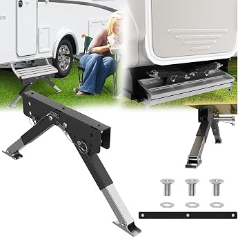 Aisny Motorhome Step Stabiliser Set Motorhome Accessories for Caravans and Motorhomes Height Adjustable from 7 cm to 29 cm Motorhome Accessories for Outdoor Steps of Motorhomes for Storing Without Removing