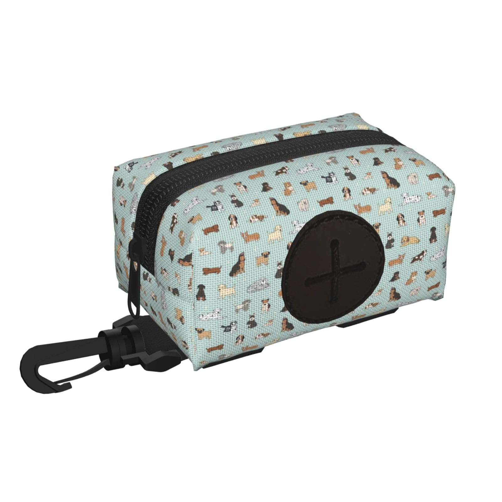 Pphgut Black Dog Print Waterproof Pet Waste Treat Bag Outdoor Walking Hiking Pouch Camping Accessory
