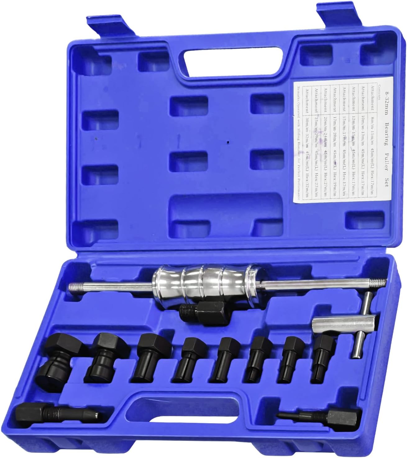 13PCS Blind Hole Collet Bearing Puller Set, Inner Bearing Removal Tool, Slide Hammer Puller Set for Bearing Diameter 8-32MM