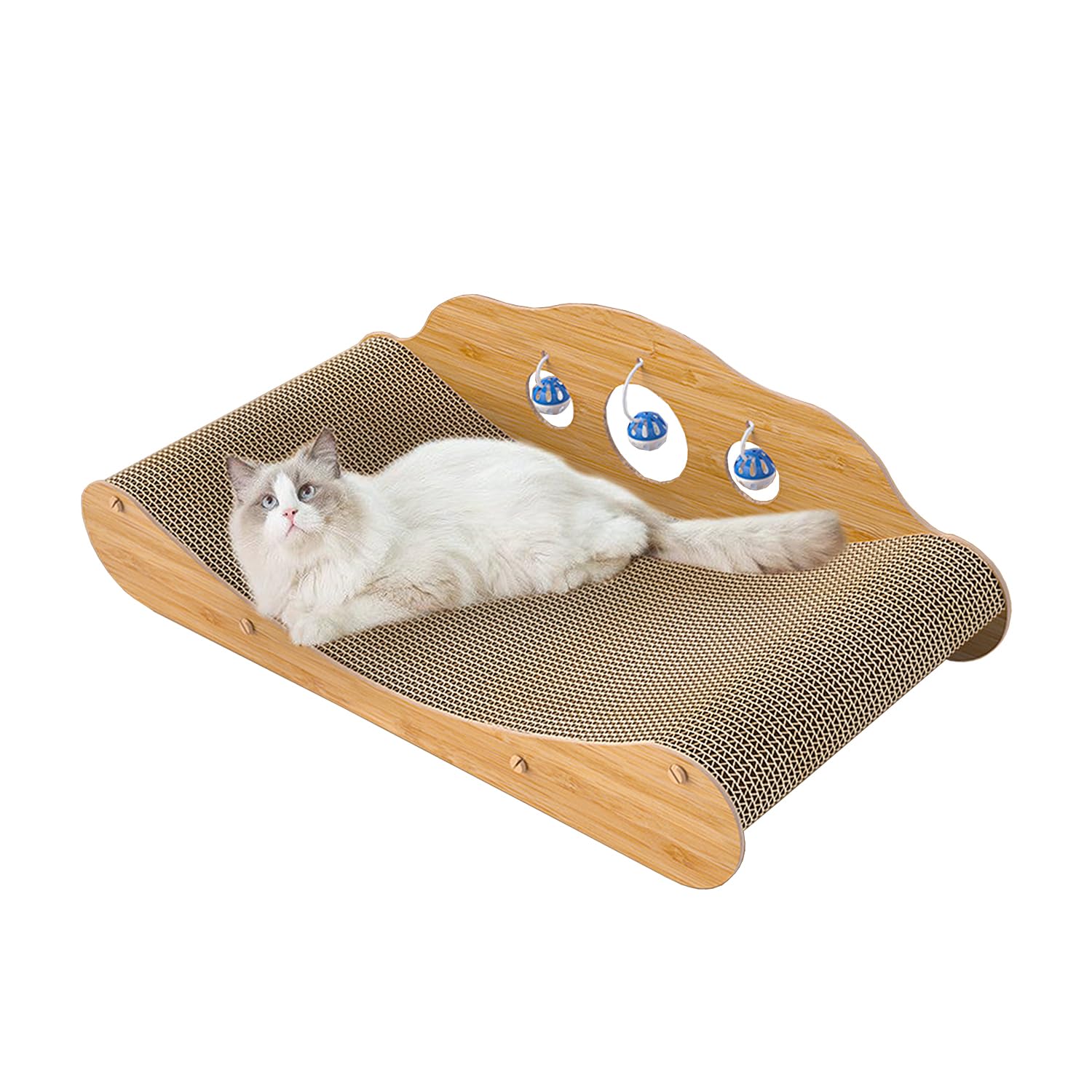 monirf80cm Cat Scratch Pad, Super Large Corrugated Scratching Board with Cat Toy, Cat Sofa Bed & Cat Scratcher Cardboard in 1