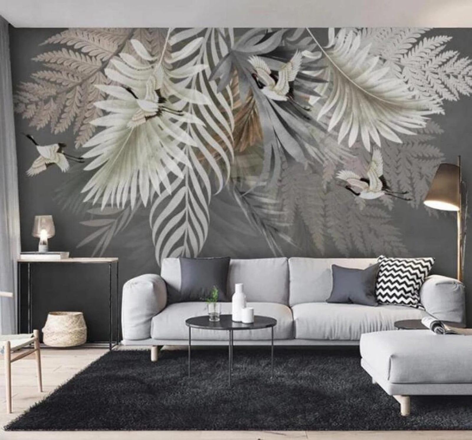 XLMING Vintage Hand Drawn Plants Leaves Birds 3D Wallpaper Luxury Home Dining Decor Paste Sofa Living Room The Wall for Bedroom Mural-200cm×140cm