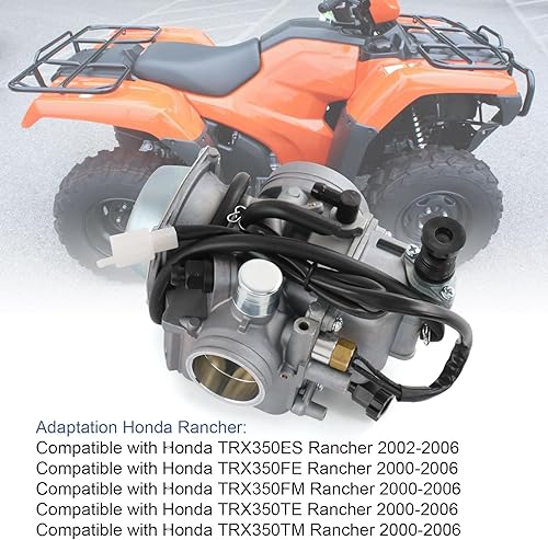 Miniatura 2 de Carburador apto para Honda TRX350ESFEFMTETM Rancher 2000-2006, TRX450FEFMFMS Foreman 1998-2004, TRX350300FW Fourtrax
