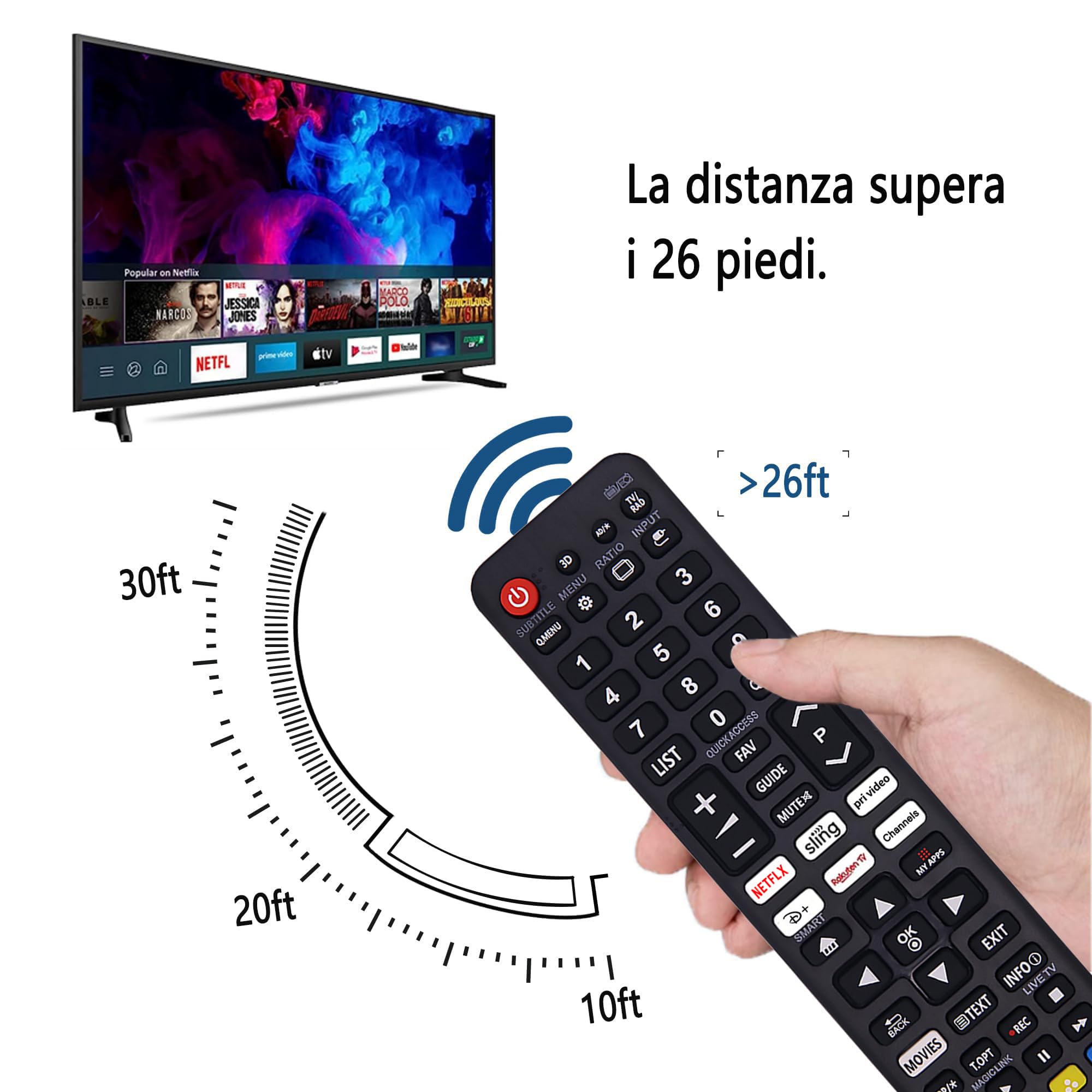 FOXRMT Sostitutivo Telecomando LG Universale TV, Compatibile con tutte le LG Smart TV LED LCD HDTV 3D 4K,con Netflix, RakutenTV, Channels and Disney streaming buttons