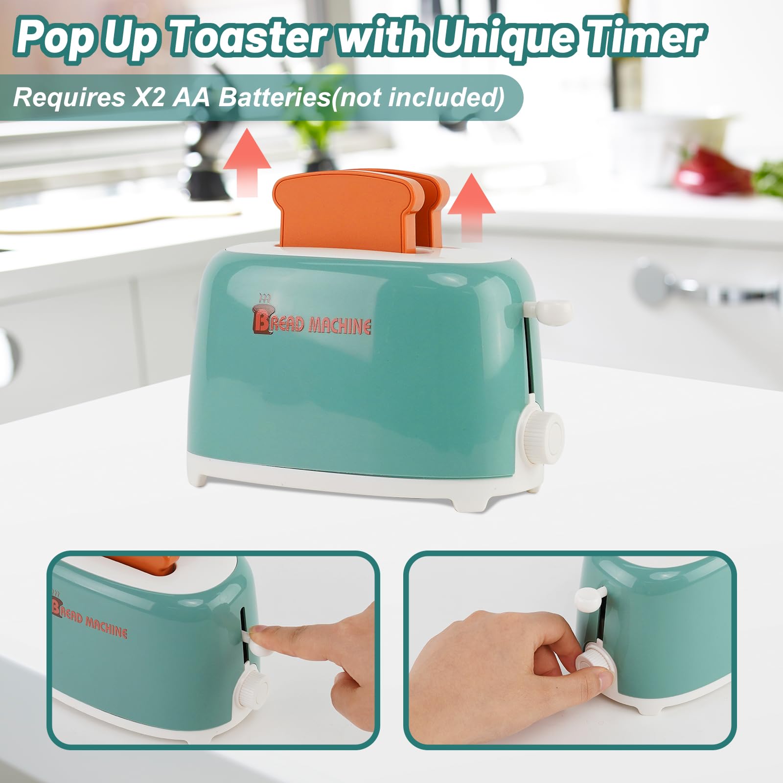 Set Elettrodomestici Cucina Bambini Con Rumori Colazione Tostapane Caffettiera Giocattoli Sbattitore Educativo Caffè Espresso Mini Gioco Accessori Playtive Panettiera Gelateria Finto Cibo 3+ Anni