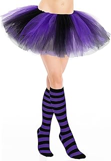Zhanmai Tutu for Women Girls 5 Layered Tulle Tutu Skirt Princes Runners Costumes Tube Socks for Adult