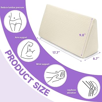 Small Wedge Pillow, Wedge Pillow for Sleeping, Foam Wedge for Yoga, Laptop, Memory Foam Positioning, Foam Pillow for Chair, Provides Support and Relieves Fatigue Apricot-S