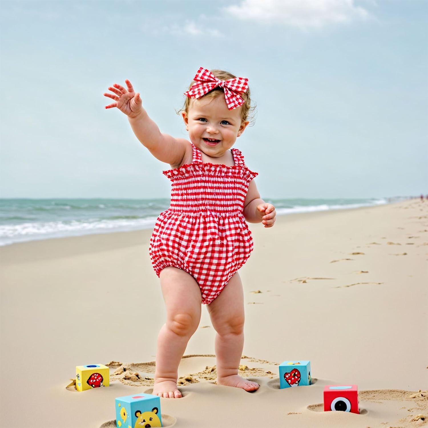 FOMOYUU Infant Newborn Baby Girl Ruffle Sleeveless Romper Summer Clothes Outfit with Cute Floral Print Jumpsuit - Image 7