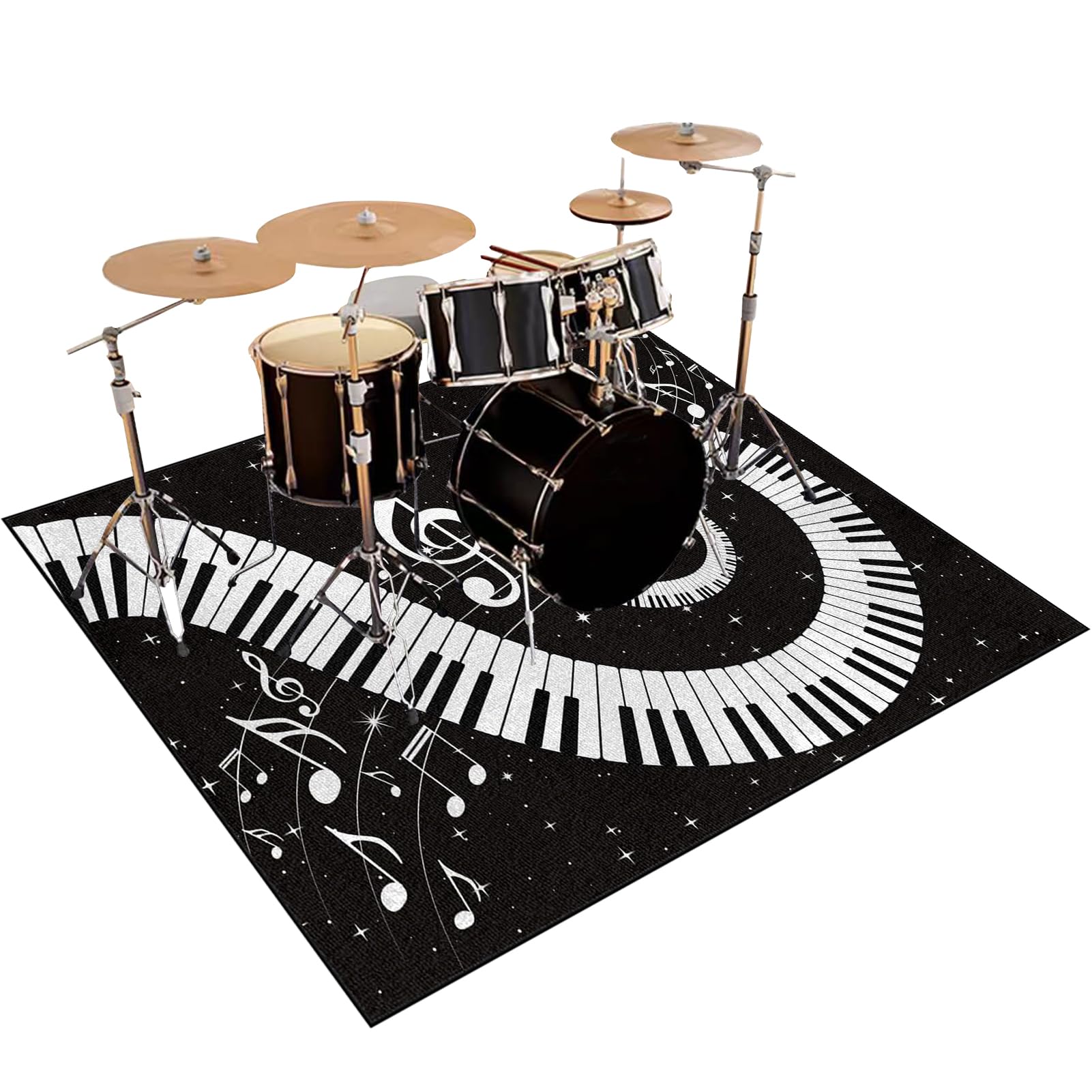 Alfombra Bateria Electronica Alfombras Acusticas Protector de Suelo Alfombras de Batería Acústico, Alfombrillas de Tambor Insonorizada Antideslizantes, Alfombra para Batería y Percusión 140 x 100 cm