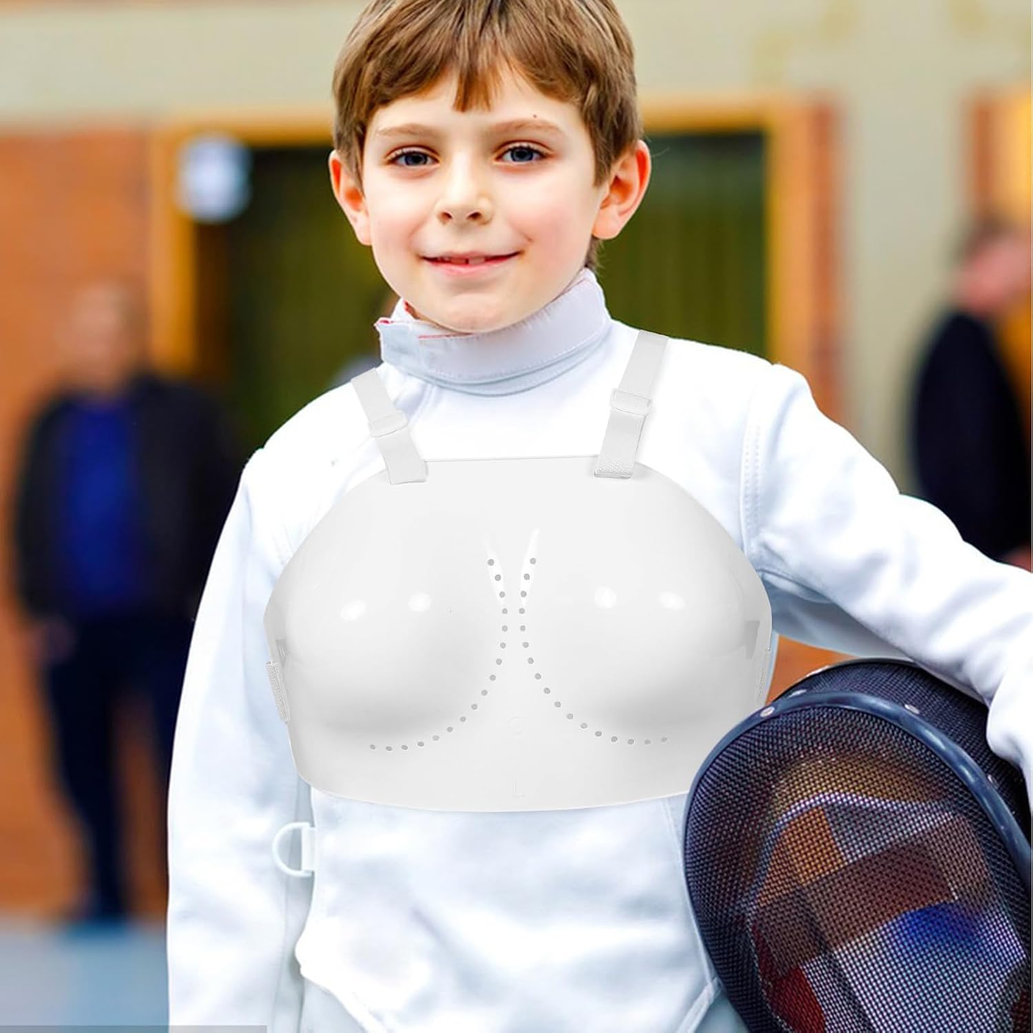 Fencing Chest Guard Women L Size Plastic Breast Protector Lightweight Adjustable Strap Protective Gear for Adult and Youth Fencers Training and Competition