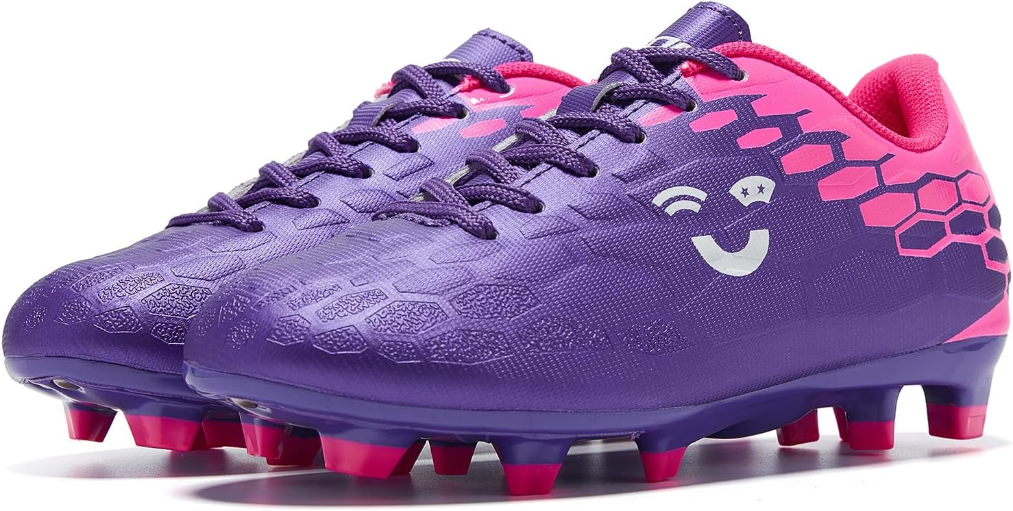Soccer Shoes for Boys Pink Soccer Cleats Breathable Athletic Toddler Black Football Boots for Outdoor Indoor Soccer Shoes for Girls AG/FG