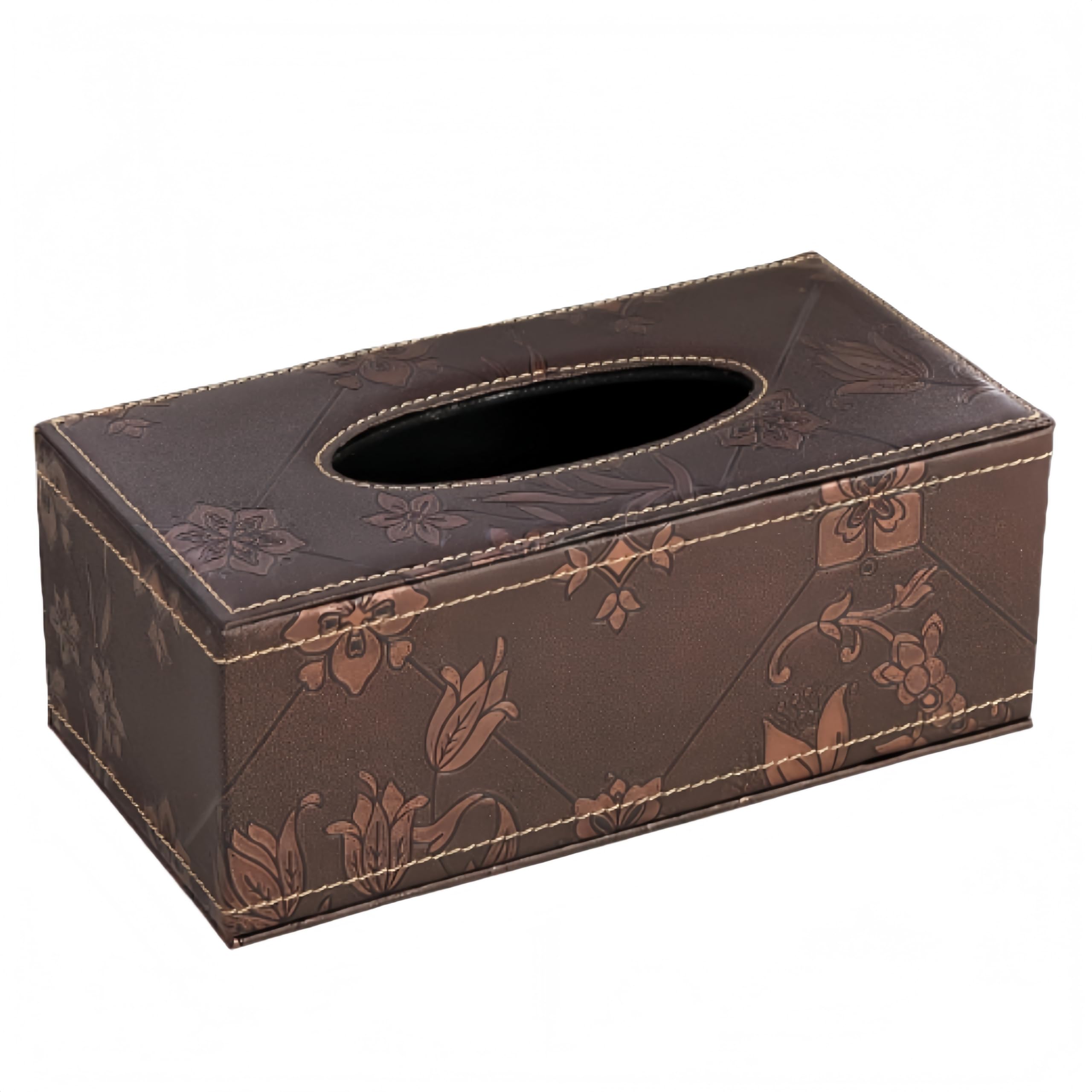 Boîte à Mouchoirs Décorative En Cuir Synthétique Marron - Grand Format 24x12x9.5 Cm, Avec Fermeture Magnétique Et Doublure Velours