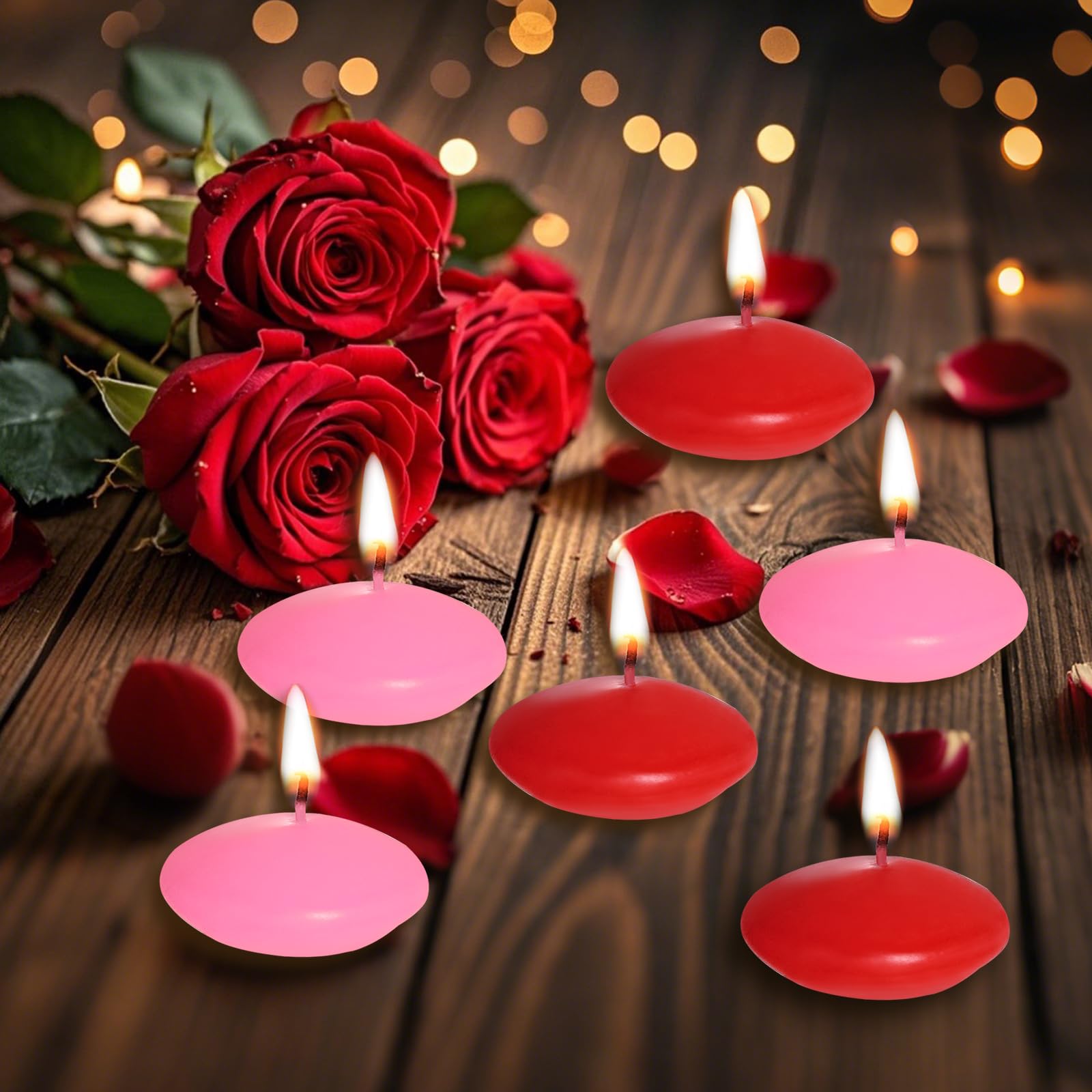 20 piezas de centros de mesa flotantes, velas flotantes sin perfume de 1.5 pulgadas, decoración pequeña, jarrones flotantes para el día de San Valentín, Acción de Gracias, boda y decoración del hogar