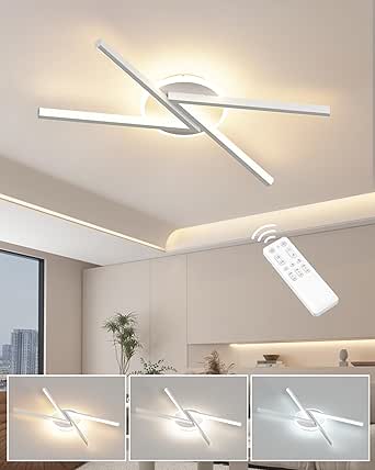 Moderne LED Deckenleuchte, 56cm Deckenlampe mit Fernbedienung 3000K-6000K Dimmbar Deckenleuchte 24W LED Lampe Nachtlicht für Wohnzimmer, Schlafzimmer, Kinderzimmer, Küche, Esszimmer, Büro-Weiß