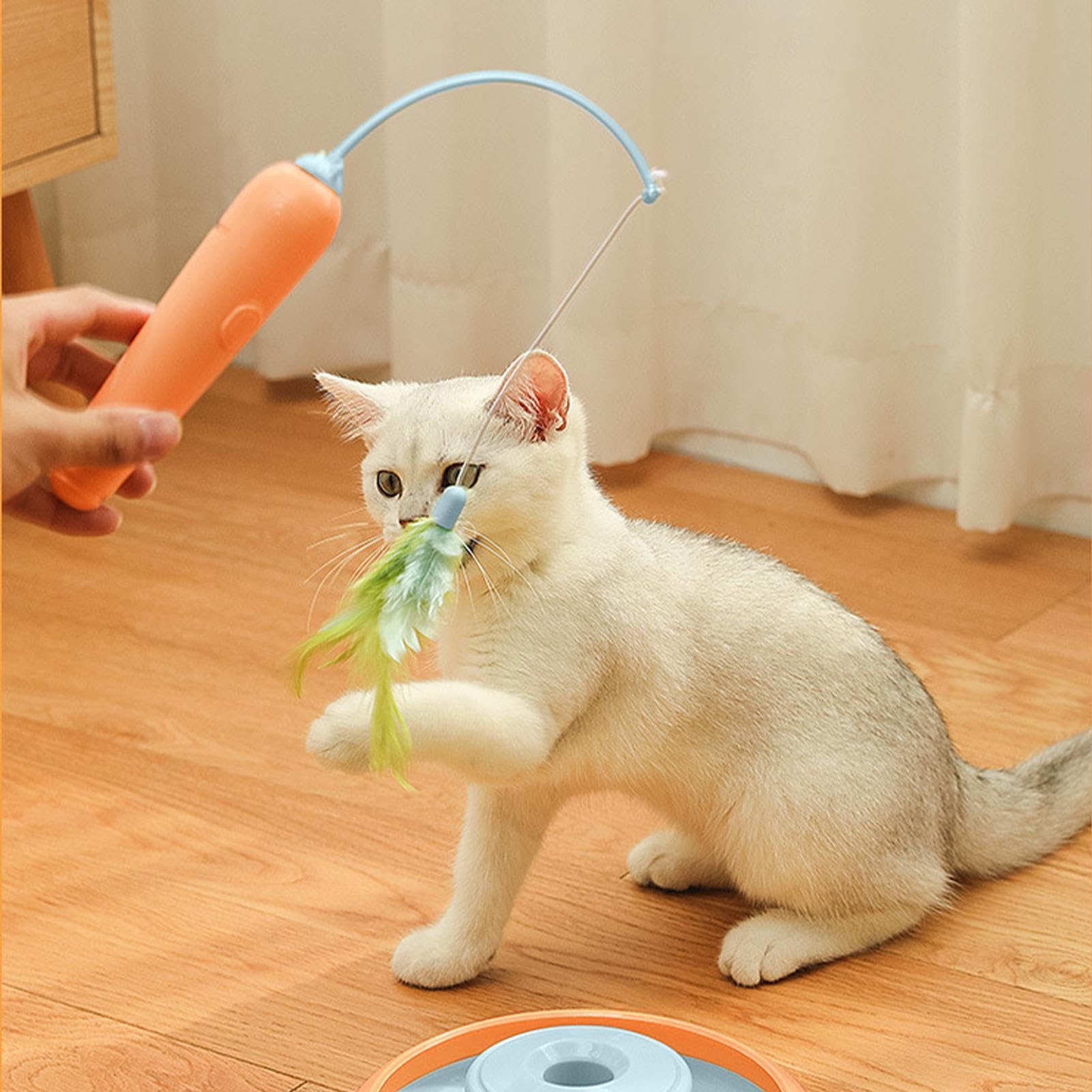 Giocattoli Interattivi per Gatti - Teaser Di Piume Di Gatto, Realizzato In | Materiale ABS Durevole E Morbido | Giocattoli Di Gatto Di Automatici Riutilizzabili Giocattoli Interattivi Di Gatto