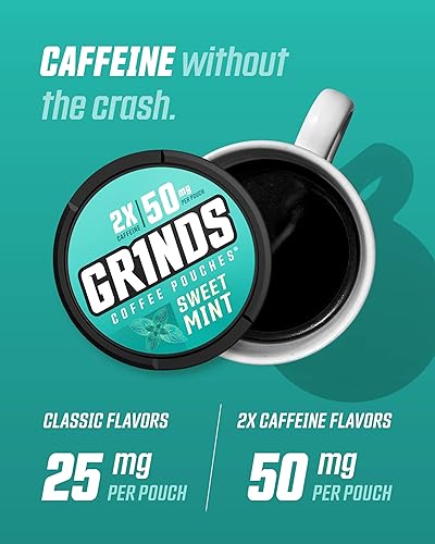 Miniatura 50 de GRINDS Bolsas de café Try Em All 10 Latas Paquete variado Sin tabaco y nicotina Alternativa para masticar 18 bolsas 1 bolsa equivalente a