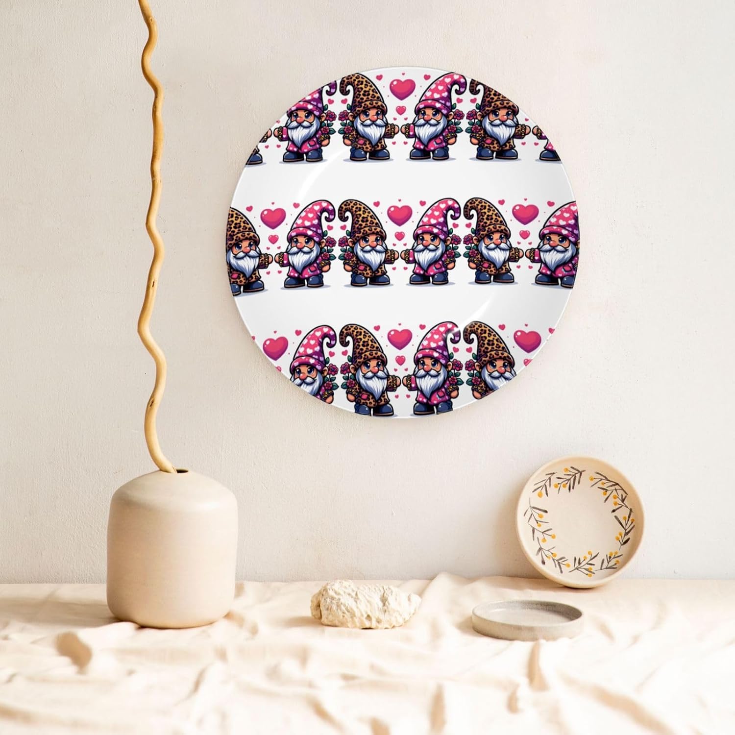 Valentine-Heart-Leopard 10 Inch Decorative Plate With Stand, Elegant Display Wall Plate For Home Decor