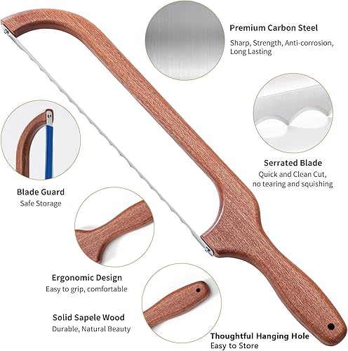 Miniatura 4 de YAPULLYA Cuchillo de pan de masa madre para pan casero, cuchillo de lazo de pan de 15.75 pulgadas, cuchillo de bagel dentado, fácil de rebanar,