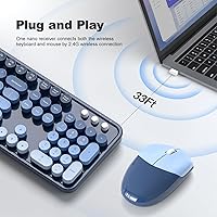 Vista 2 de MOFII Combo de teclado y mouse inalámbricos, teclado retro de tamaño completo con teclas redondas, diseño ergonómico para portátiles Windows 7, 8