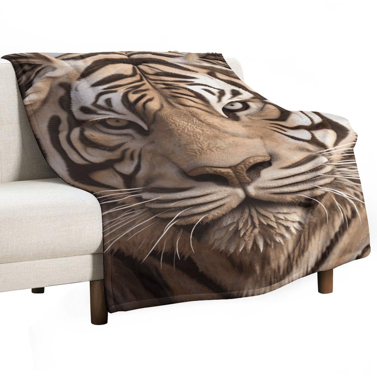 Couverture tigre flanelle douce légère plaid lit canapé voyage camping imprimé 3D