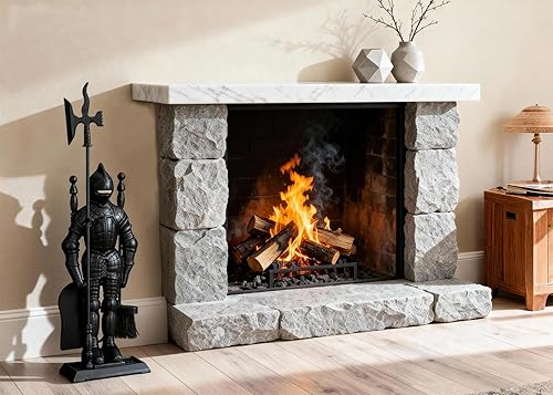 Miniatura 3 de Lizh Metalwork Dark Knight - Juego de herramientas para chimenea, hierro fundido negro