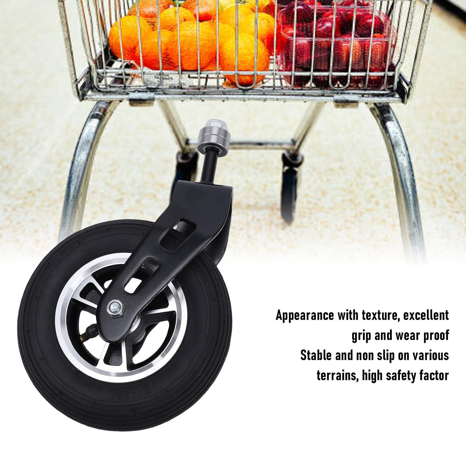 Lenkrollen, Aufblasbares 7-Zoll-Gummirad mit 35 PSI Druck, Hohe Tragfähigkeit, Rutschfestes Design, für Universalwagen und -wagen