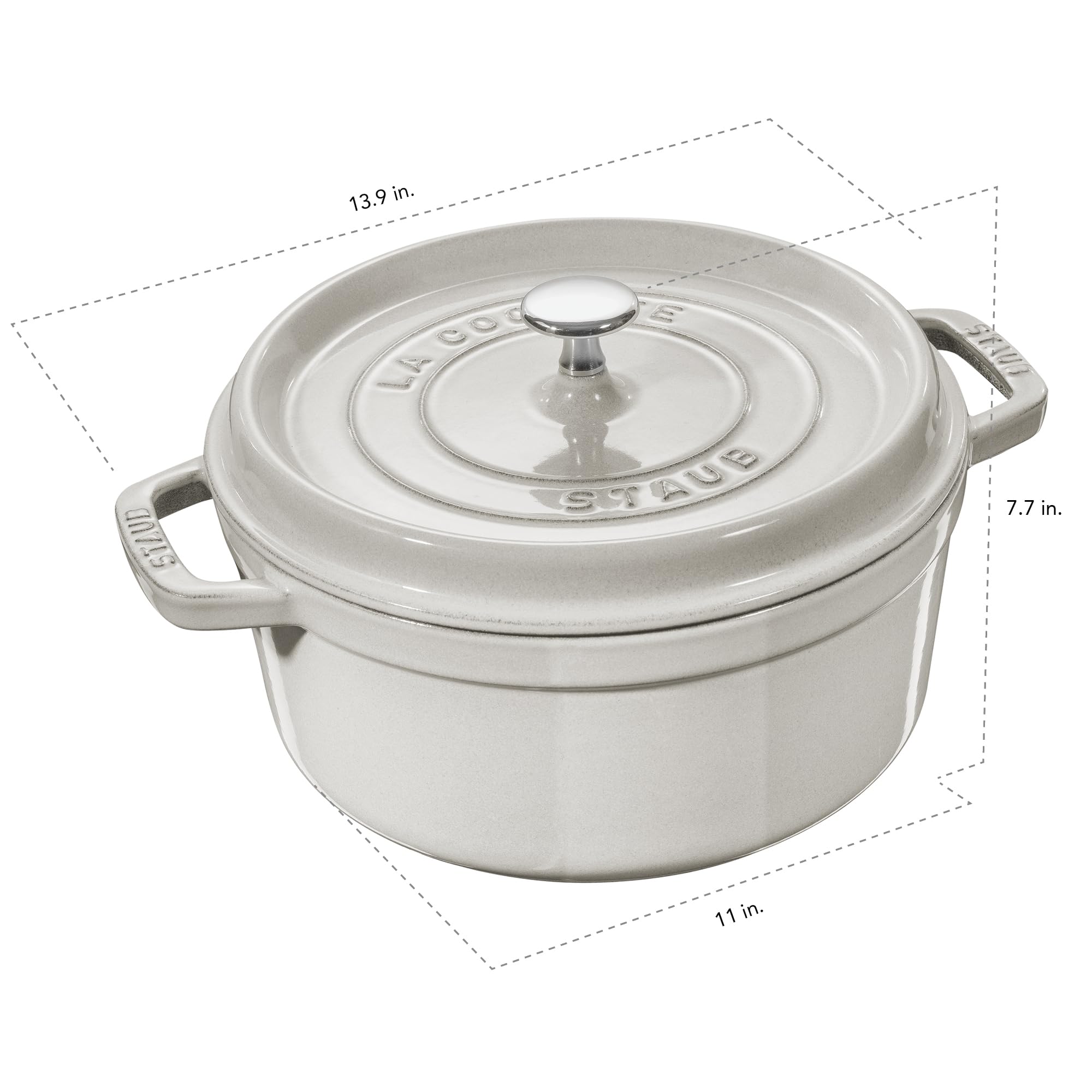 Amazon.com: Staub Cast Iron 7-qt Round Cocotte - White Truffle