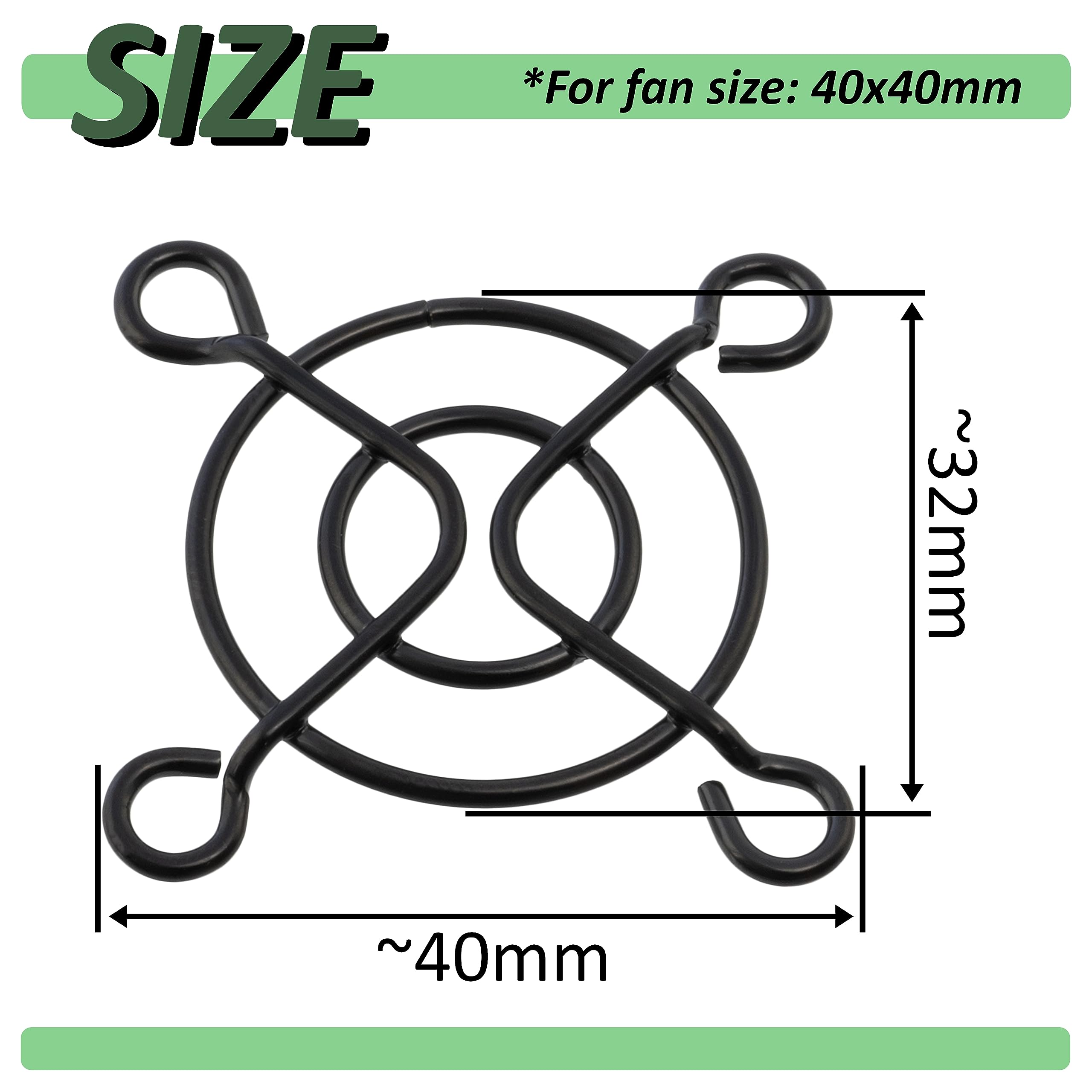 Grilles De Protection Ventilateur 40x40mm - Lot De 5 - Métal Noir - Pour PC Et Boîtiers