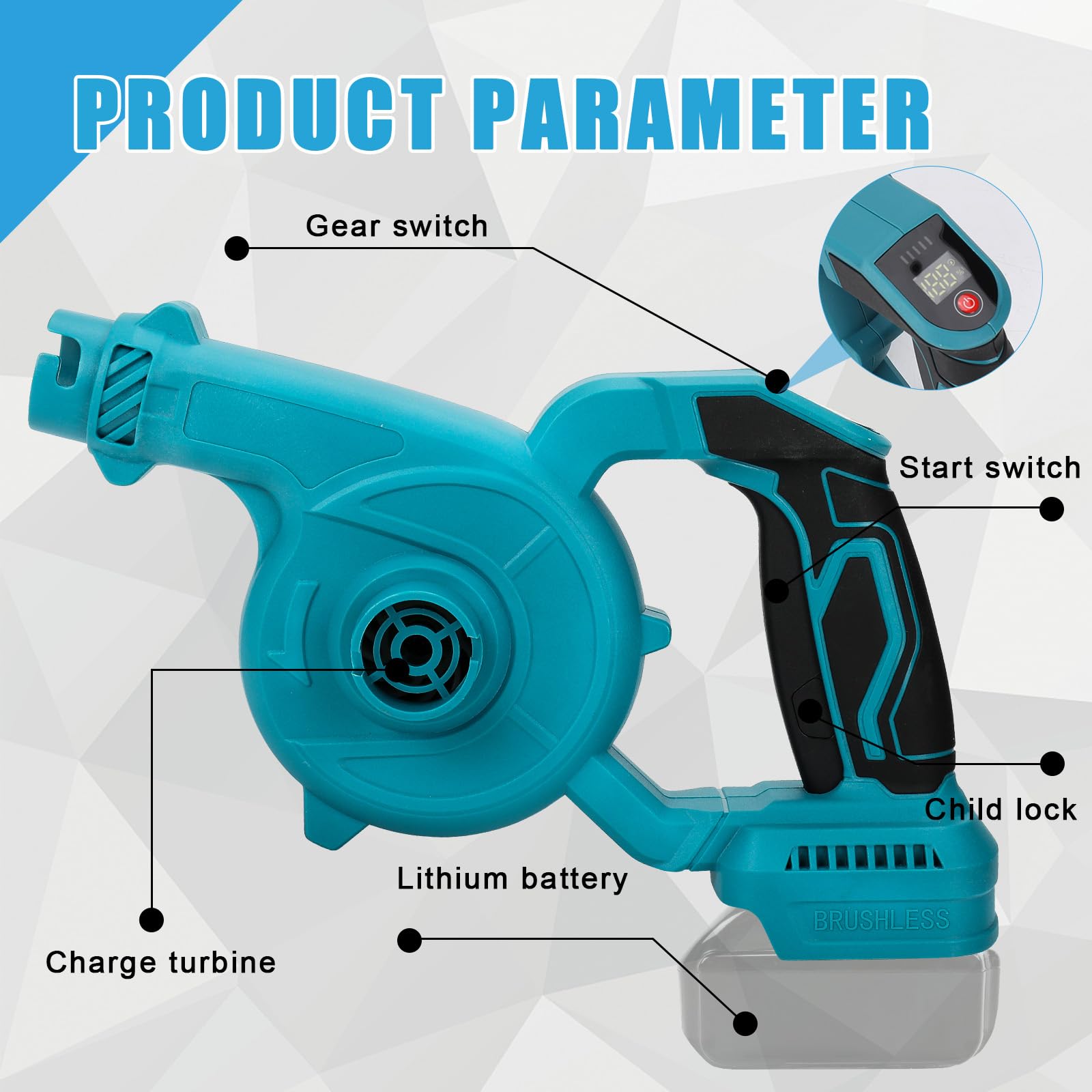 Soplador de hojas con batería Makita de 18 V, 230 MPH 2 en 1, soplador de hojas eléctrico y aspiradora, motor sin escobillas, 3 velocidades, soplador de hojas manual para jardín, hojas, nieve, sin