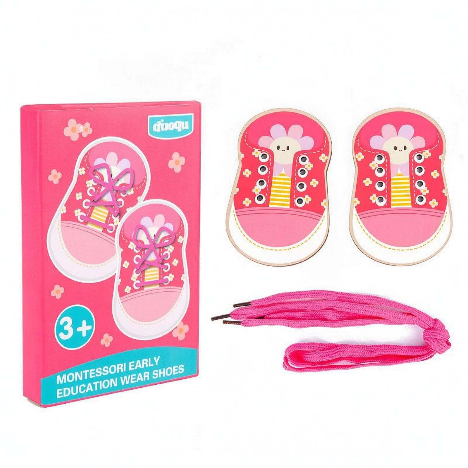 Wooden Lacing Shoe Board Punched Holes Shoe Tying Practice Board Hand-Eye Coordination Life Skill for Preschoolers, Kids, Classroom|Baby| Toys for Baby| Developmental Baby Toys | Developmental Baby Toys-image-43