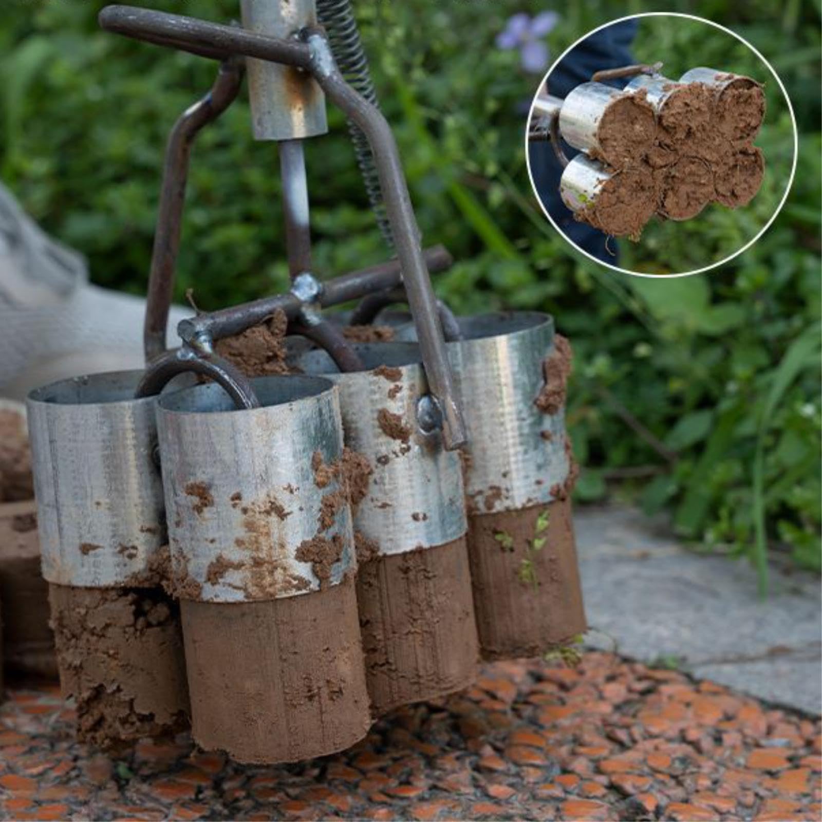 Sembradora Manual de Jardín para Semillas de Hortalizas Y Bulbos. Herramienta de Presión para Plantar Bulbos de Jardín. Tubo con Diseño Ergonómico. Ad, 6 Hoyos, tal como se describe