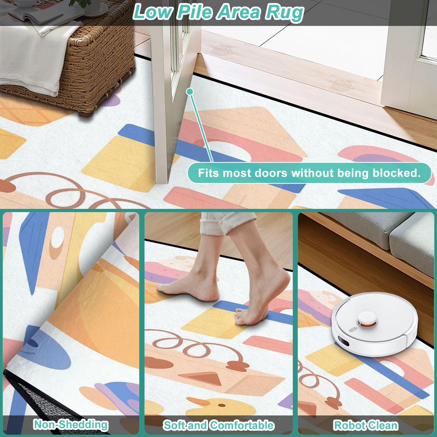 Runner Rug Washable 2x6 Kids Toys Seamless Childish Design for Fabric Print Nursery Elements Non-Slip Hallway Area Rug Indoor Outdoor Home Decor for Entryway Bathroom Kitchen Carpet Yoga Floor Mat