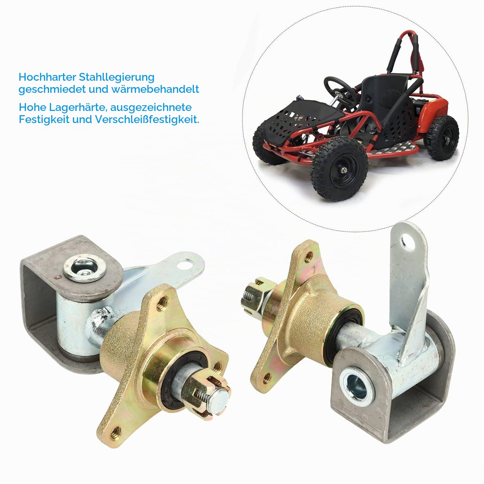 17mm 3 Bolzen Radnabenlagerflansch Radnaben-Lenkspindel Vorderradnaben-Lenkspindel Stahllegierung Achsschenkelspindel für 6-Zoll-Reifen, Quad, ATV, Gokart
