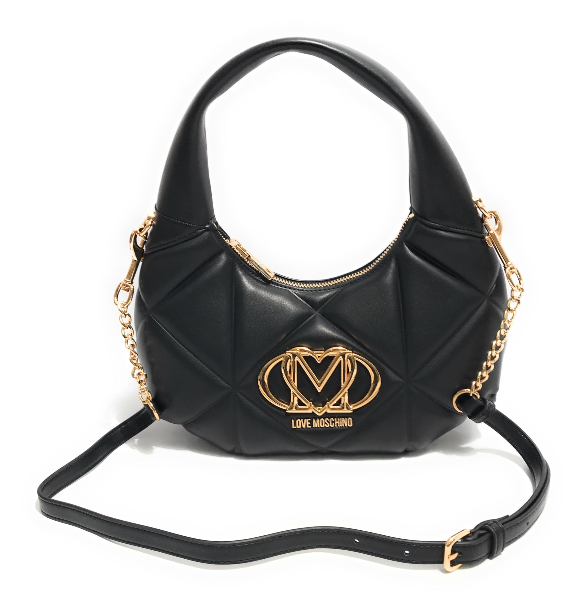 Moschino Damen Tasche Love Hobo mit Schultergurt Kunstleder schwarz BS25MO15 JC4039, Schwarz, Einheitsgröße