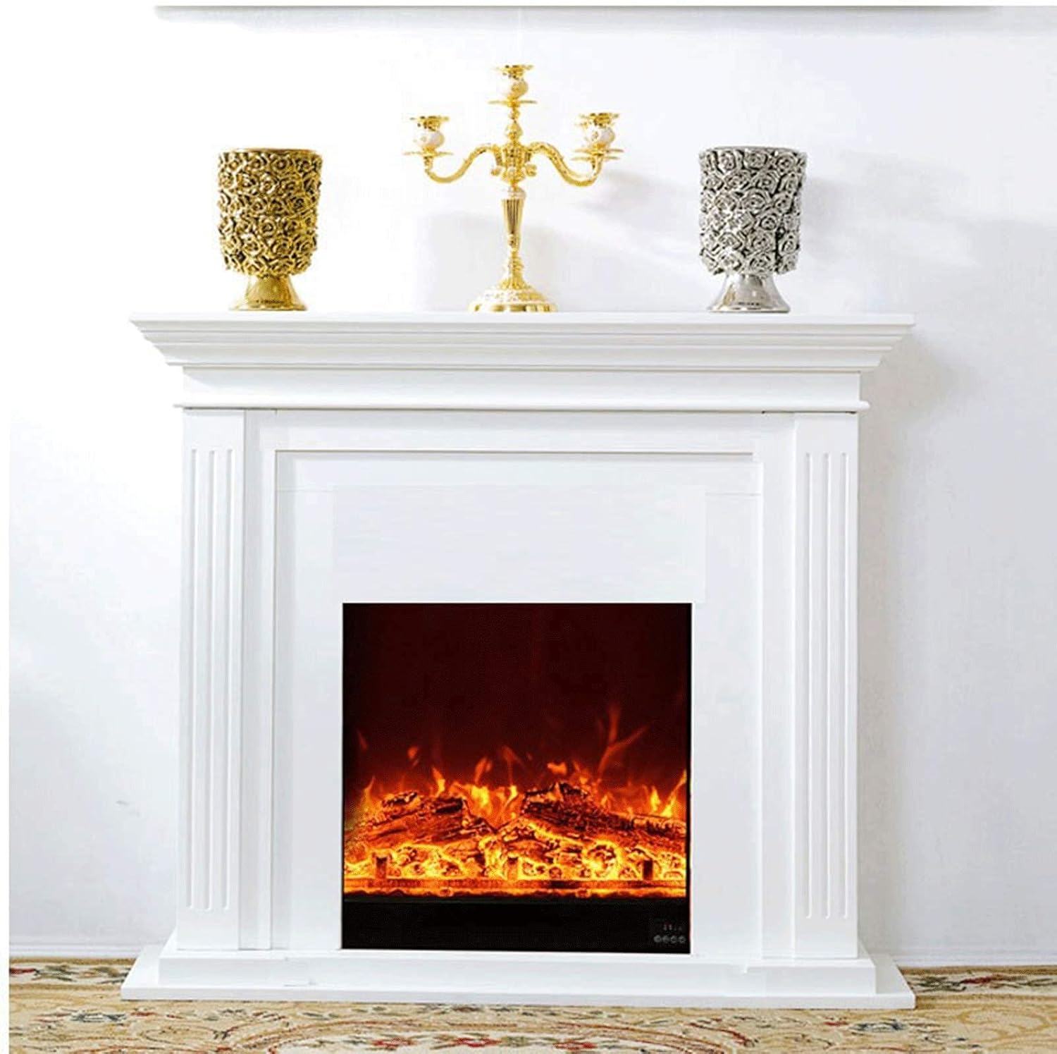 Fireplace Freestanding Electric Fireplace Heater with Mantel, Wood, 750