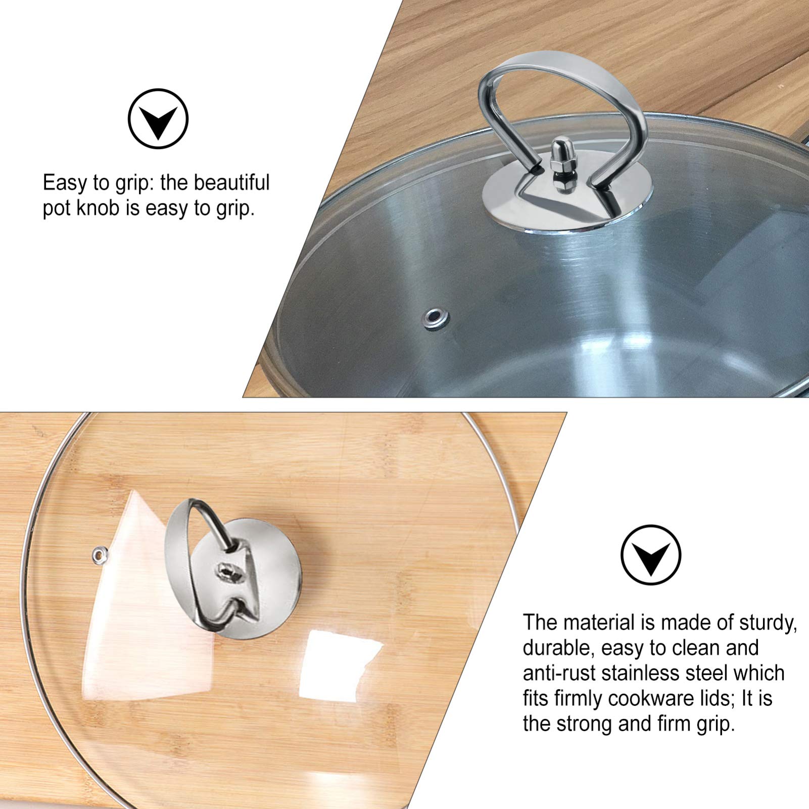 DOITOOL Replacement Pan Lid Knobs Pot Lid Knobs Replacement Stainless Steel Saucepan Lid Knobs Pan Grip Lid Cover Knob Kitchen Cookware Replacements (Silver) 5pcs Pot Lid Cover Knob Handle - Image 4